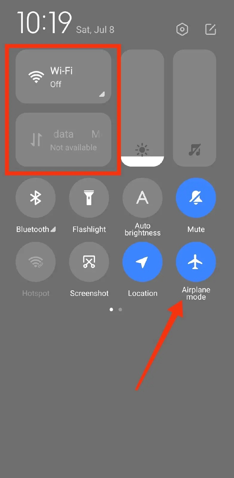 Turn On the Airplane mode on Android
