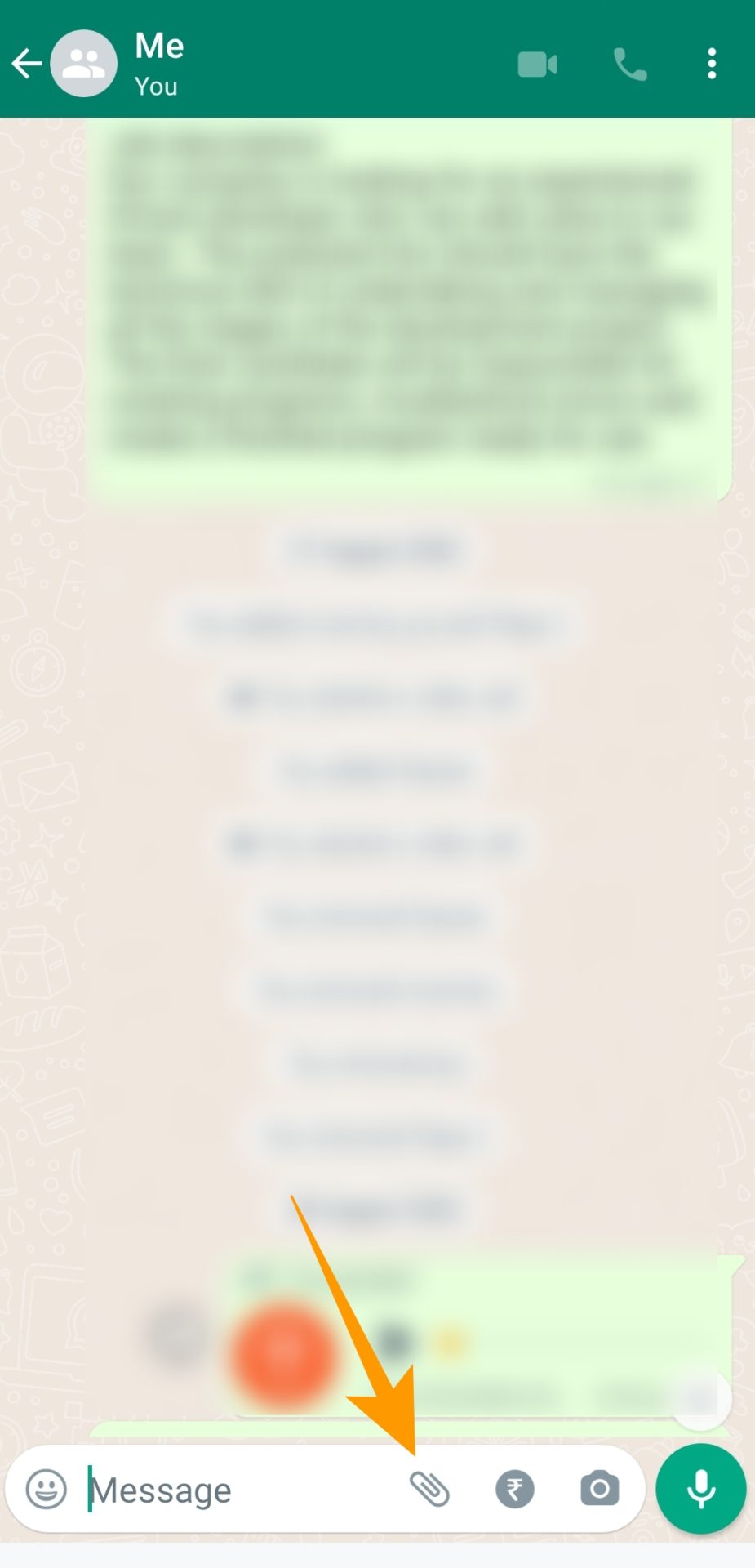 Typing field options in WhatsApp