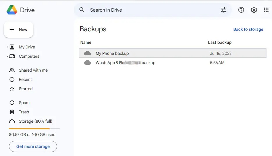 WhatsApp Backup Location on Google Drive