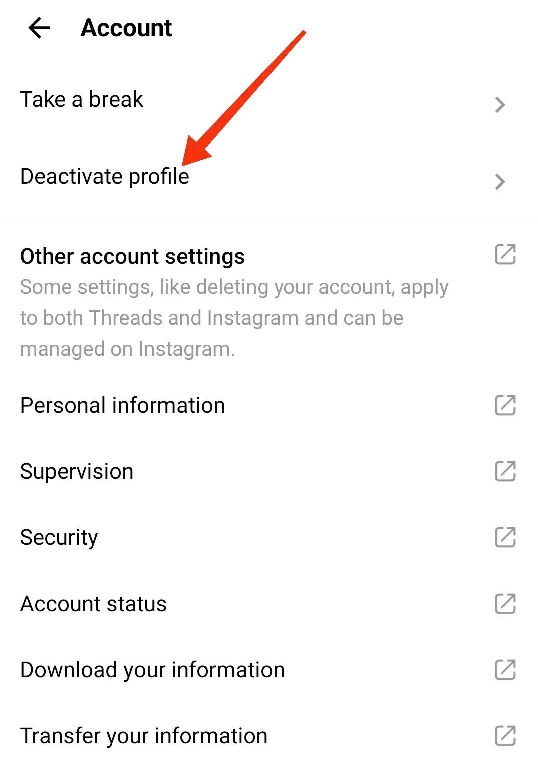 Go to Deactivate Profile Section