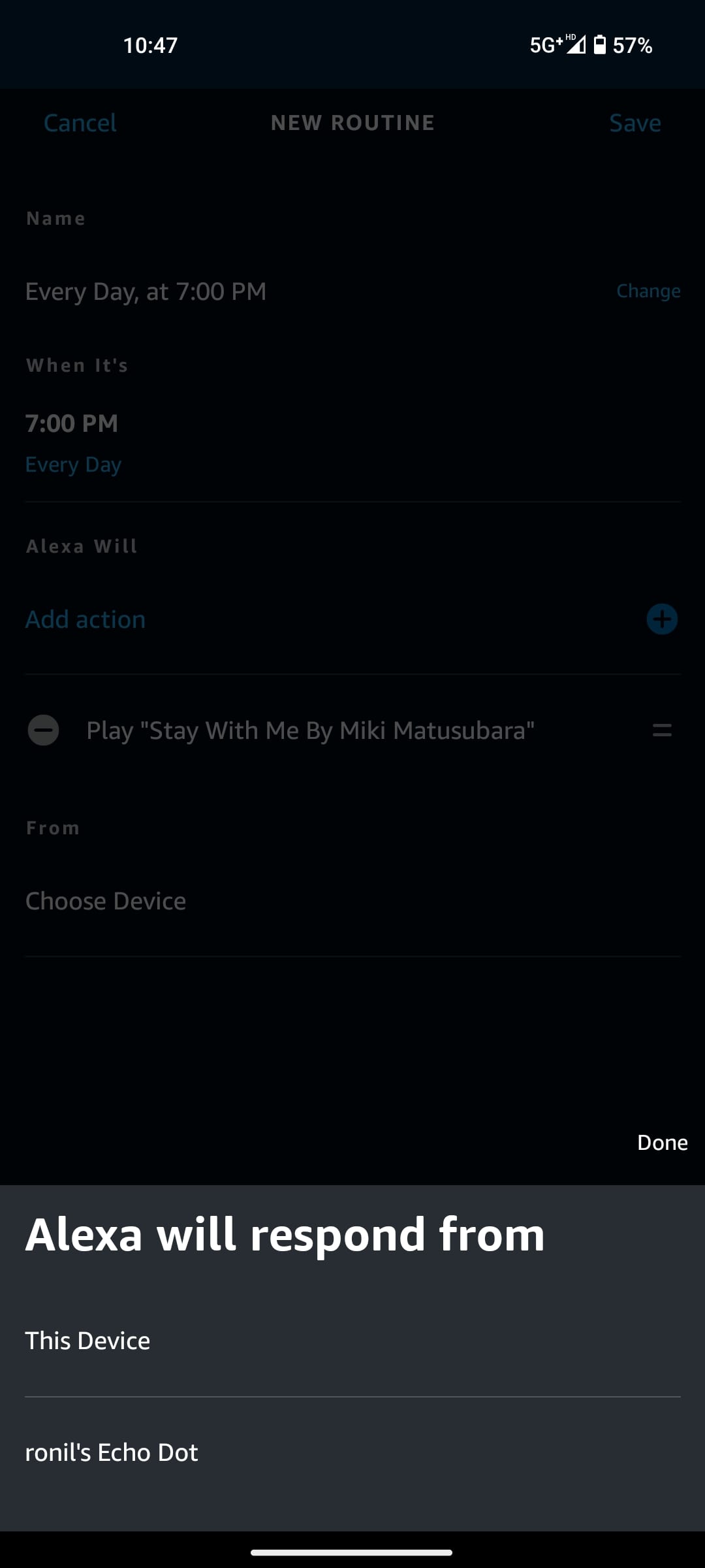 Alexa alarm select device