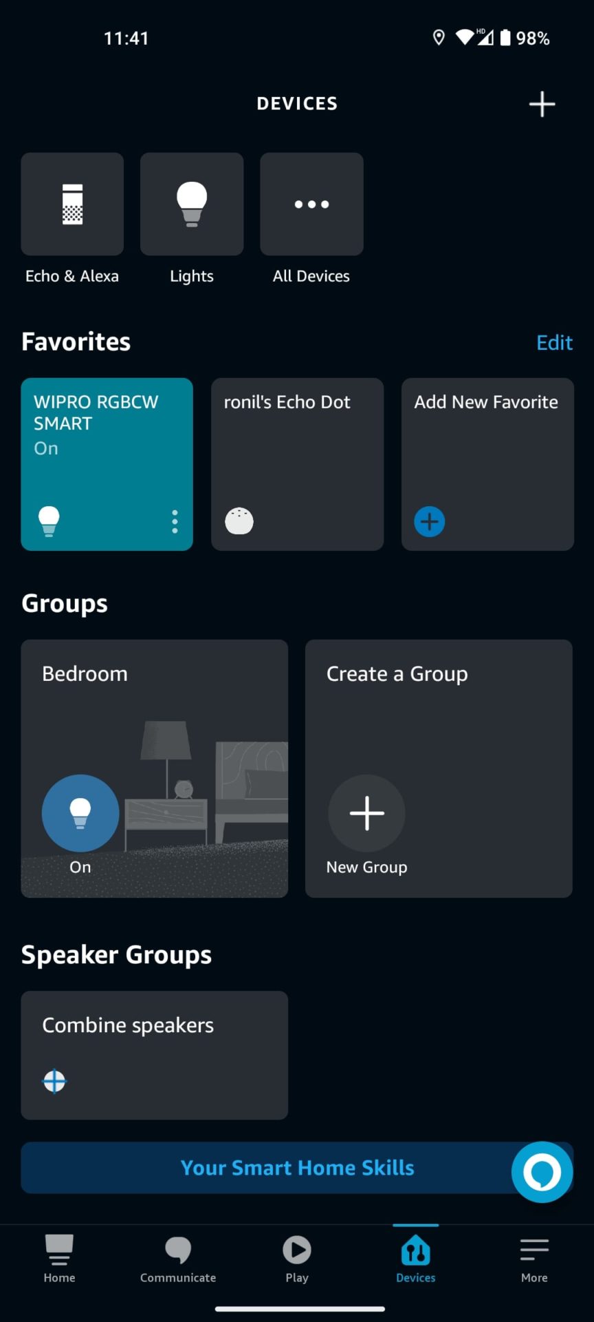 Alexa app Devices section Echo and Alexa