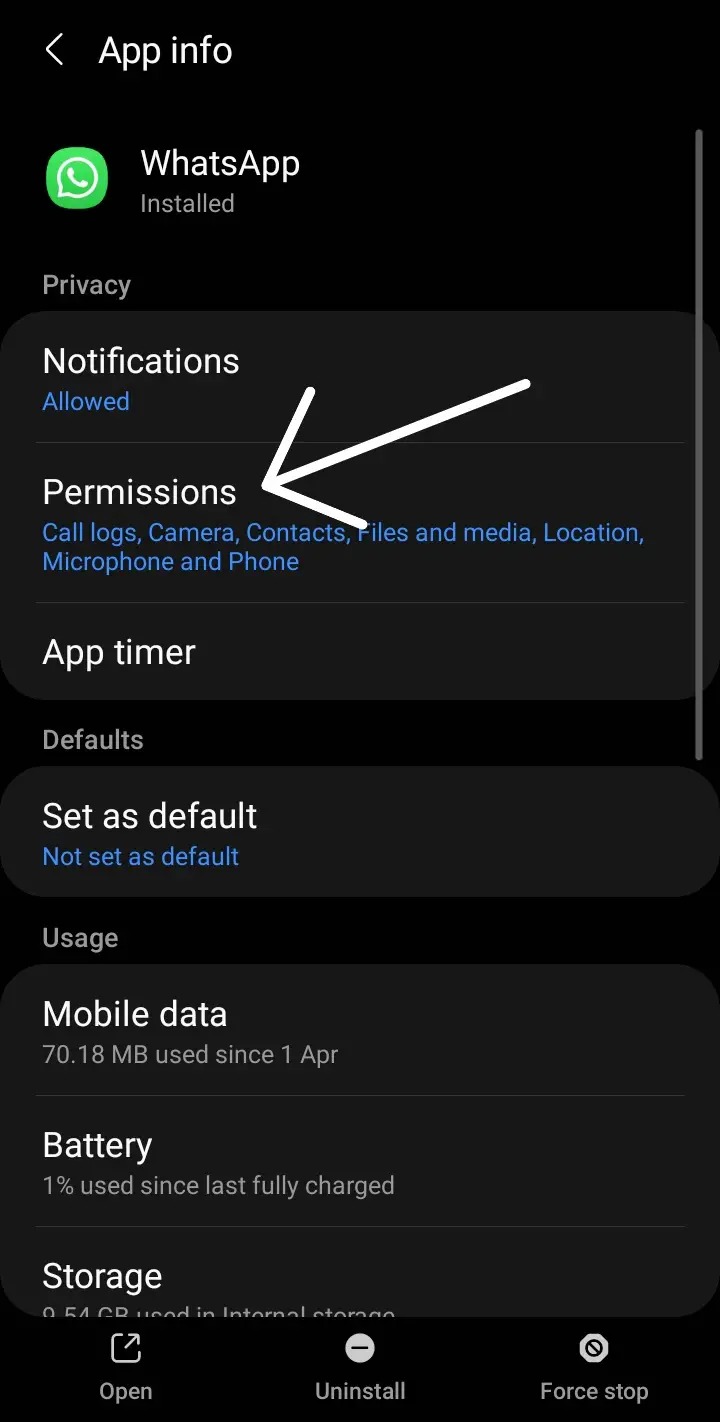 Allow WhatsApp Permission for Contacts