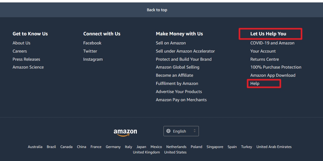 Amazon Help Me Links
