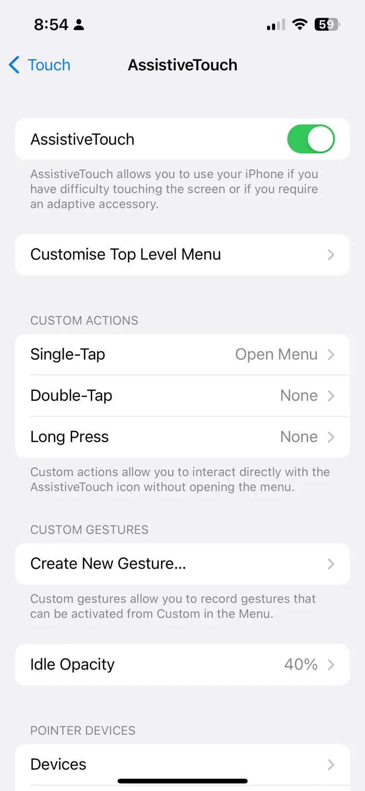Assistive Touch Options iPhone