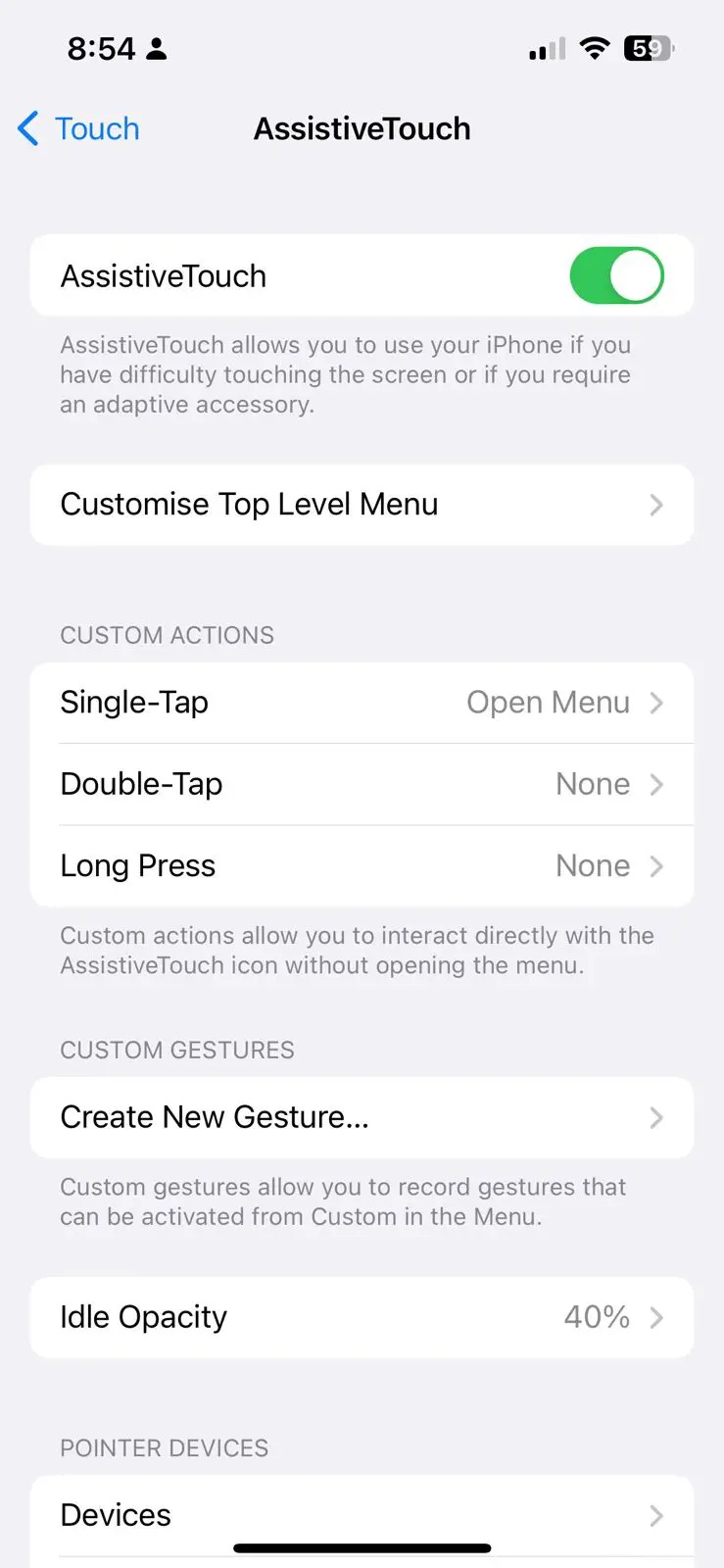 Assistive Touch Options iPhone