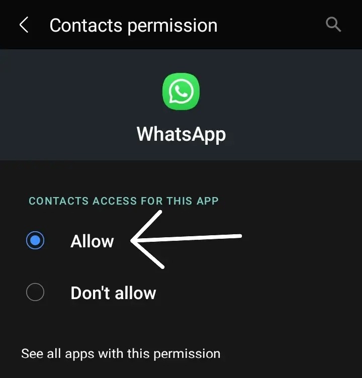 Contacts Access for WhatsApp Allow