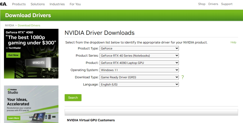 Download GPU Driver Windows