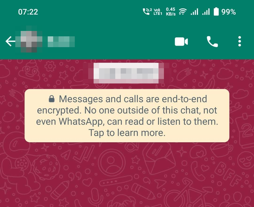 End to End Encrypted Message WhatsApp Chat