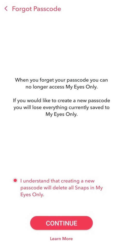 Forgot Passcode Snapchat My Eyes Only