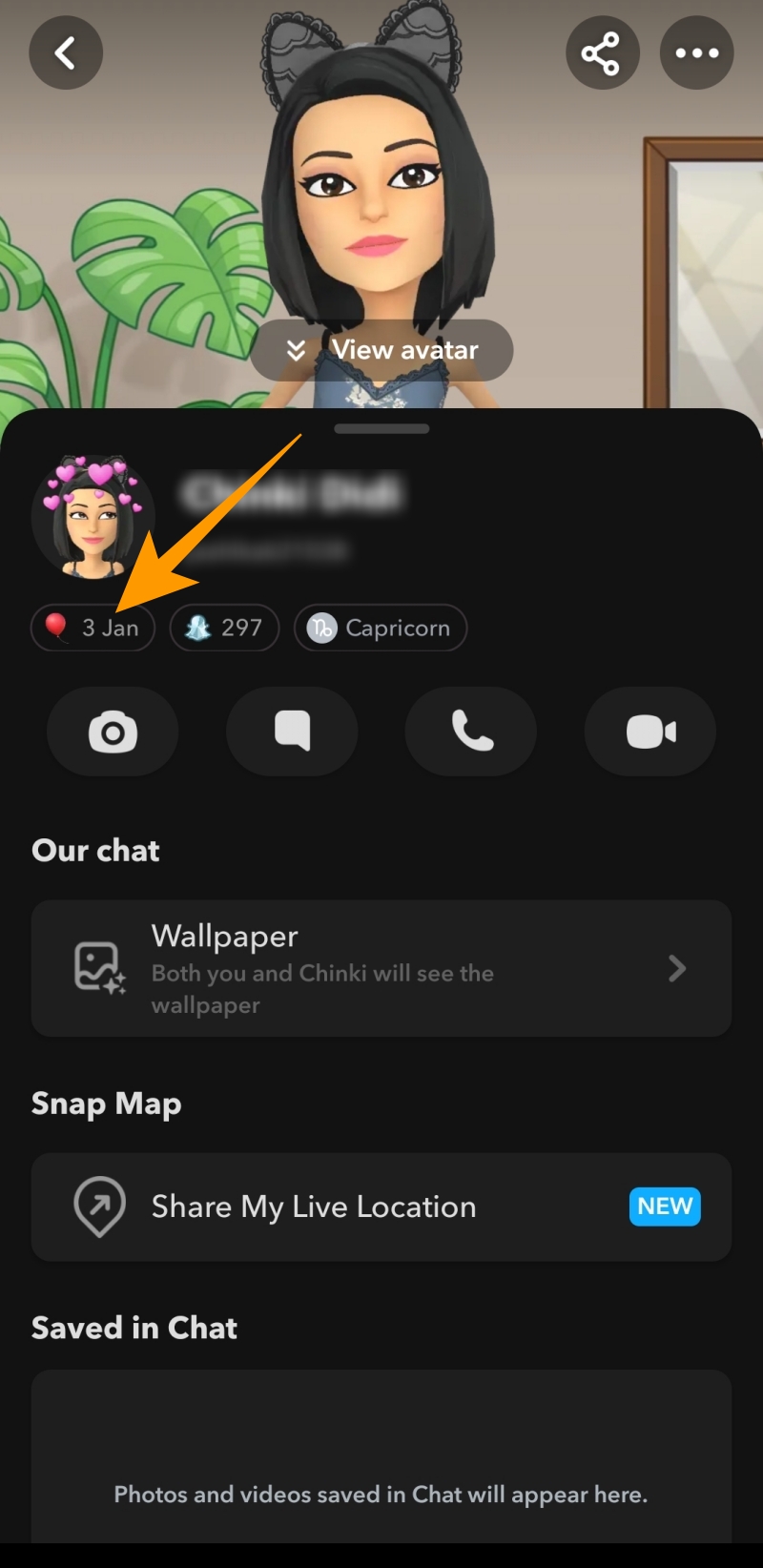 Friend's Snapchat profile