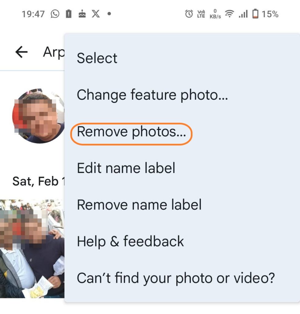 Google Photos Remove Photos from Face Tagging