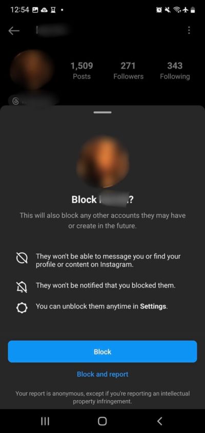 Instagram block account