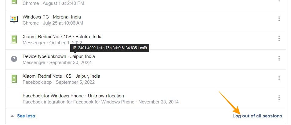 Log out of all sessions