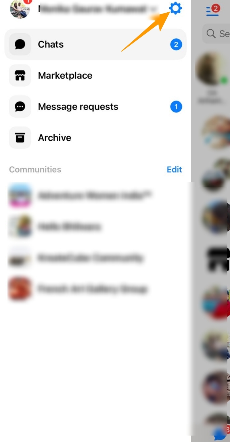 Messenger app menu