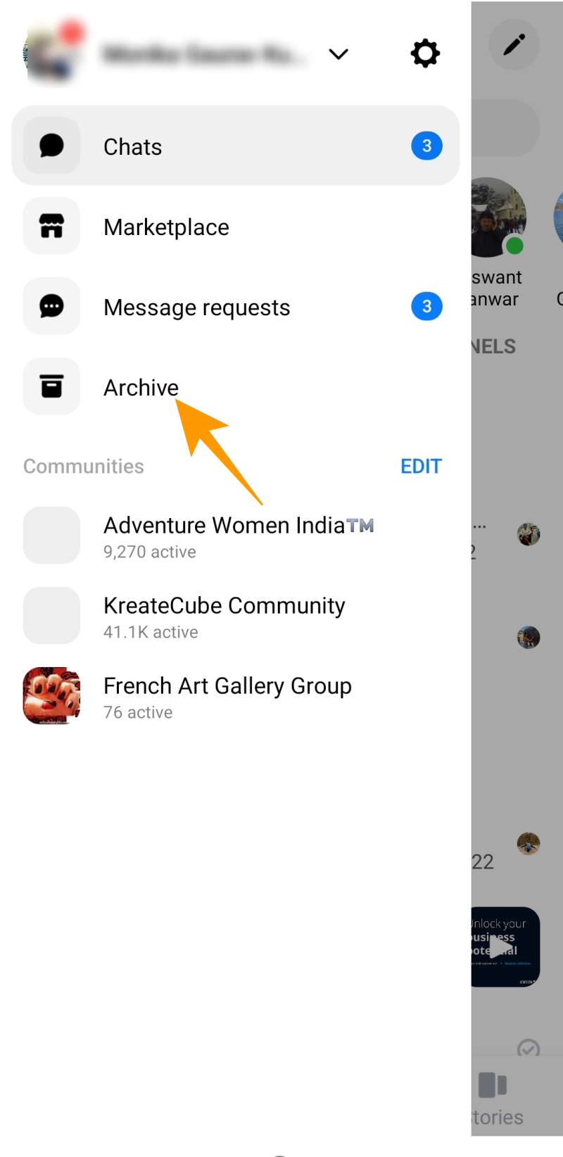 Messenger menu