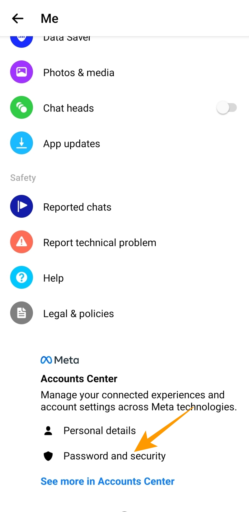 Meta's account center