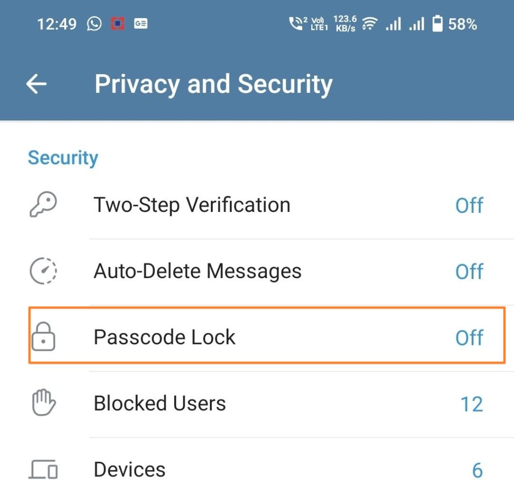 Passcode Telegram Lock