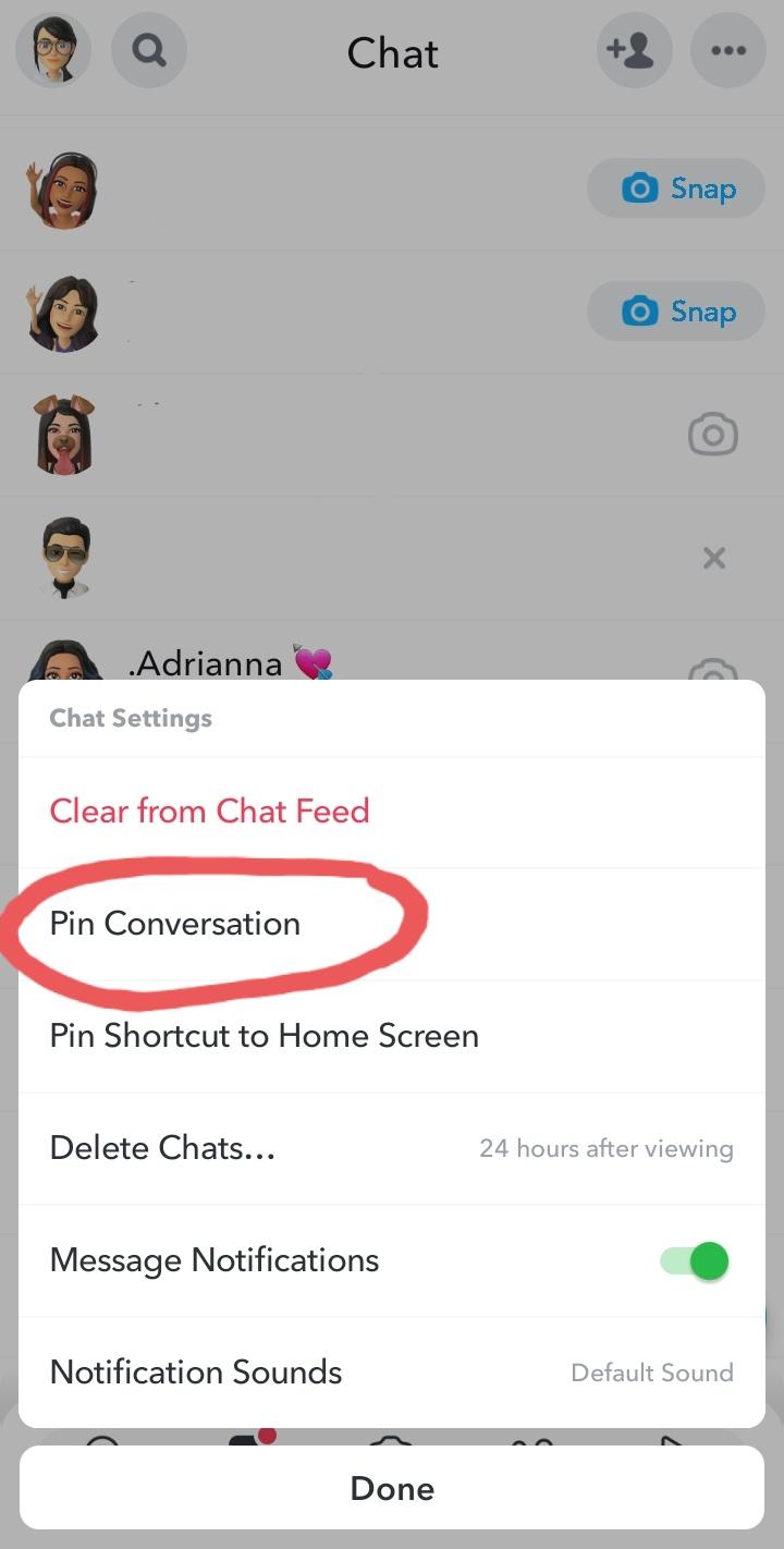 Pin Conversation Snapchat