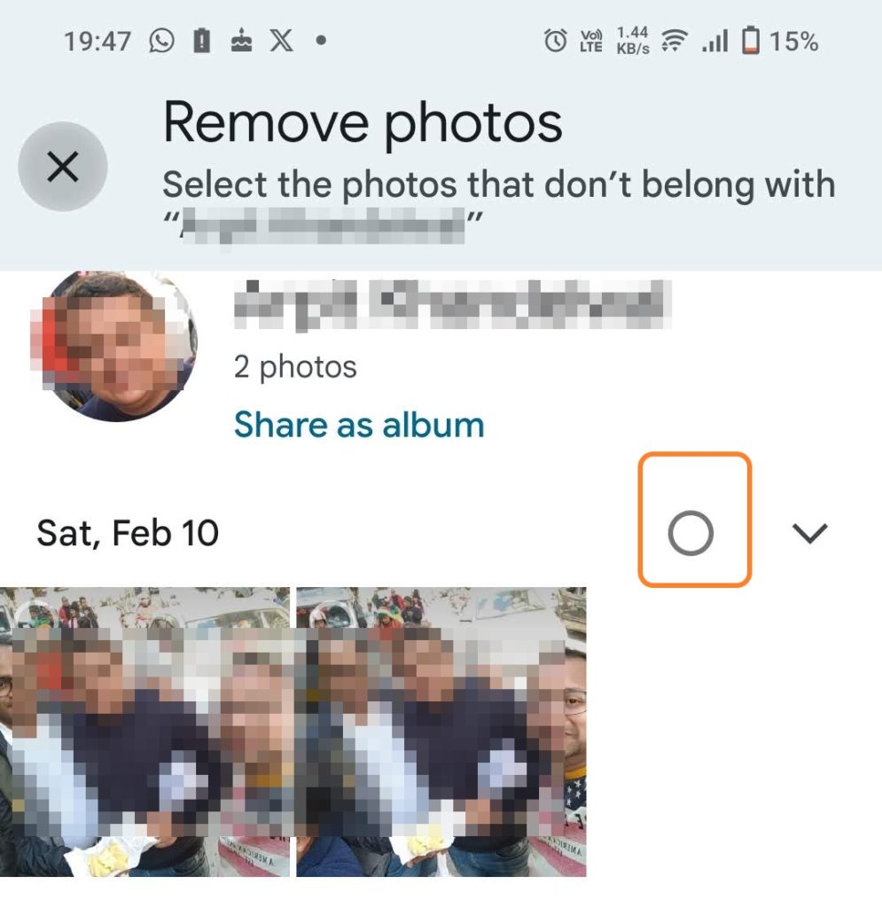 Select Photos to Remove from Tagged Face