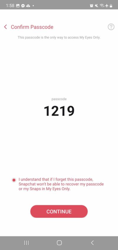 Snapchat Confirm My Eyes Only