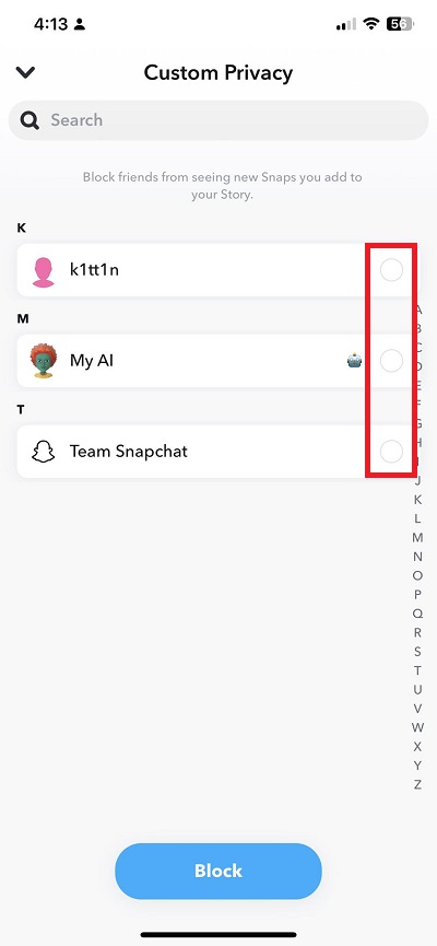 Snapchat Hide Stories