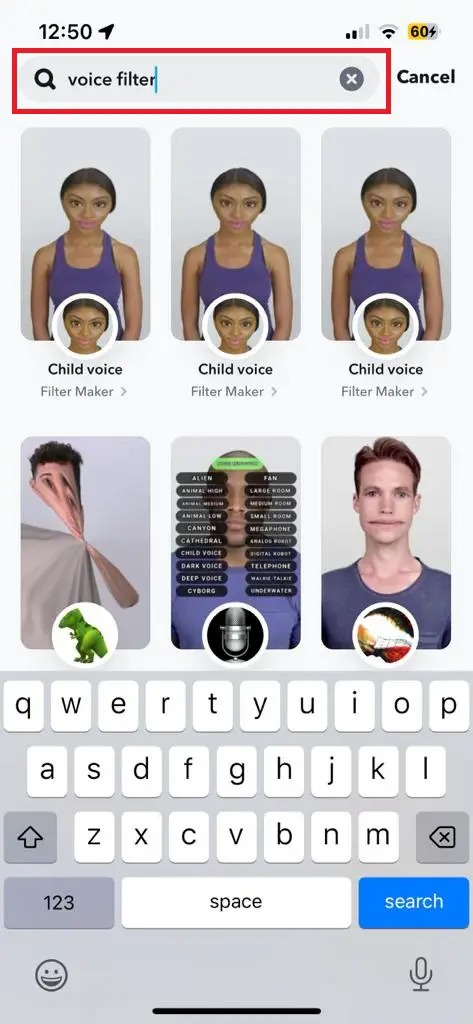 Snapchat Voice Filter Search