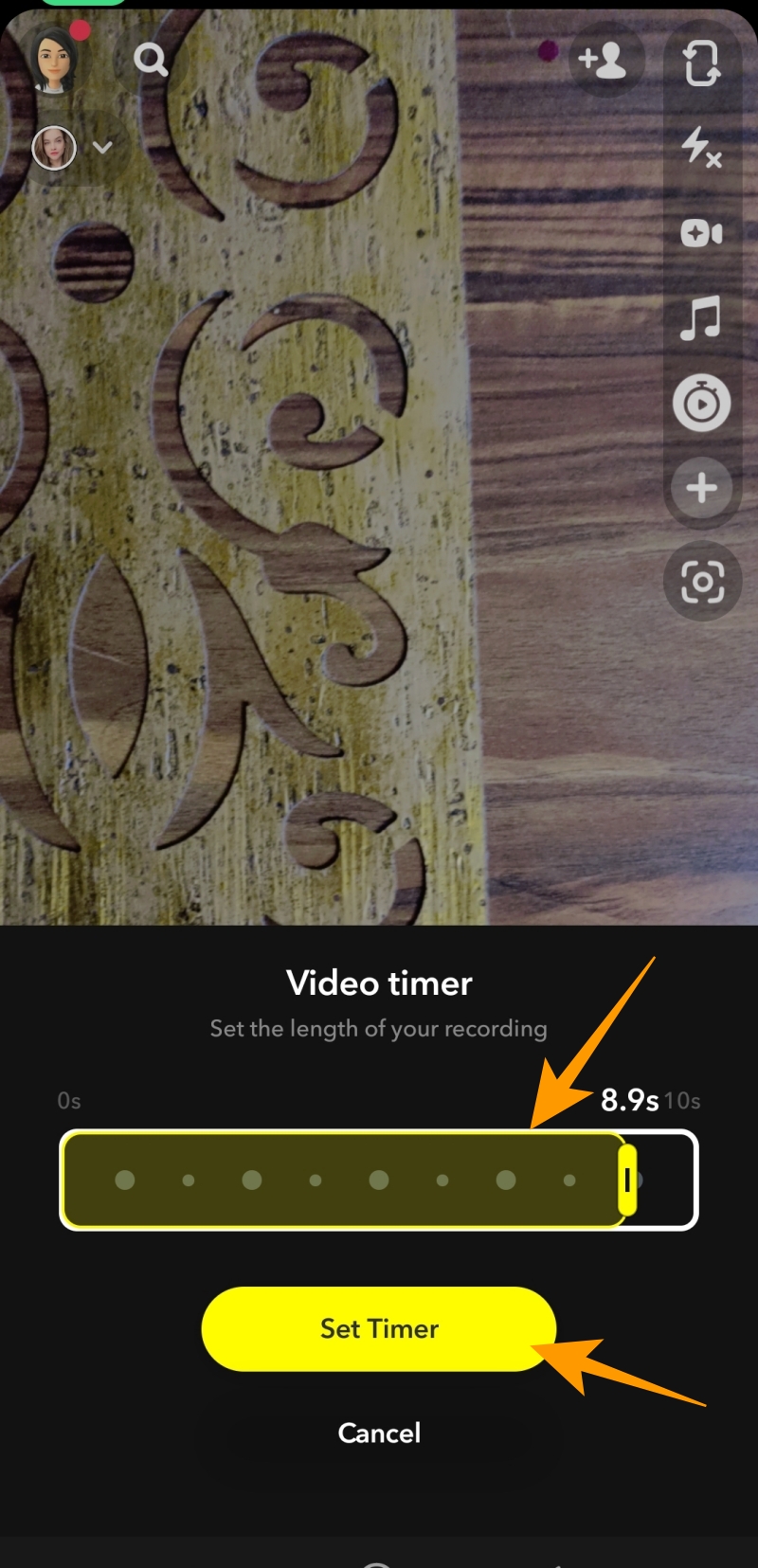 Snapchat video timer