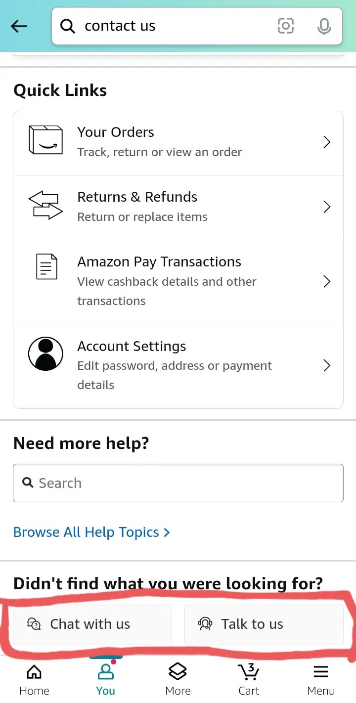 Talk to us Amazon App