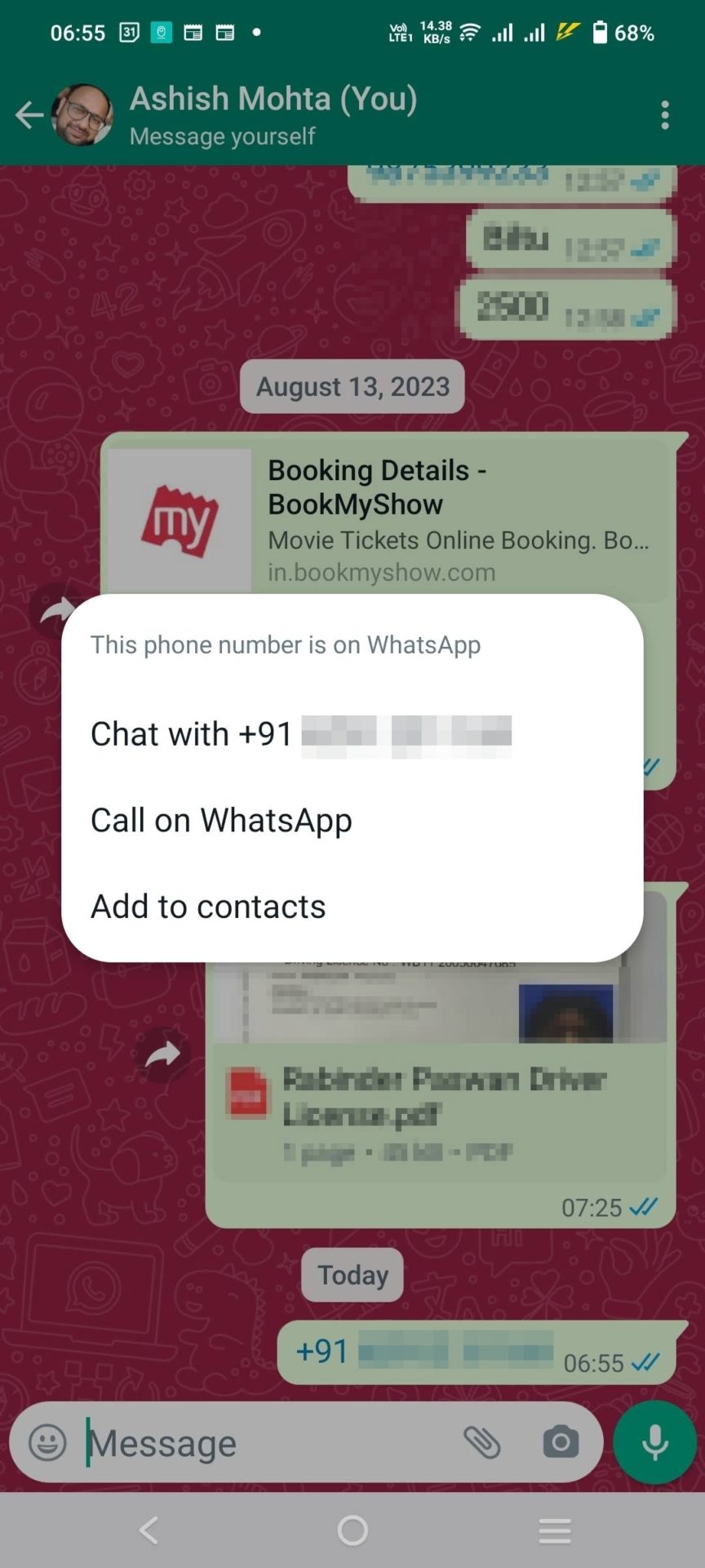 Tap on Number to Find on WhatsApp