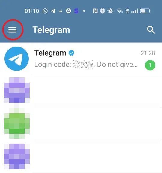 Telegram Hamburger Menu