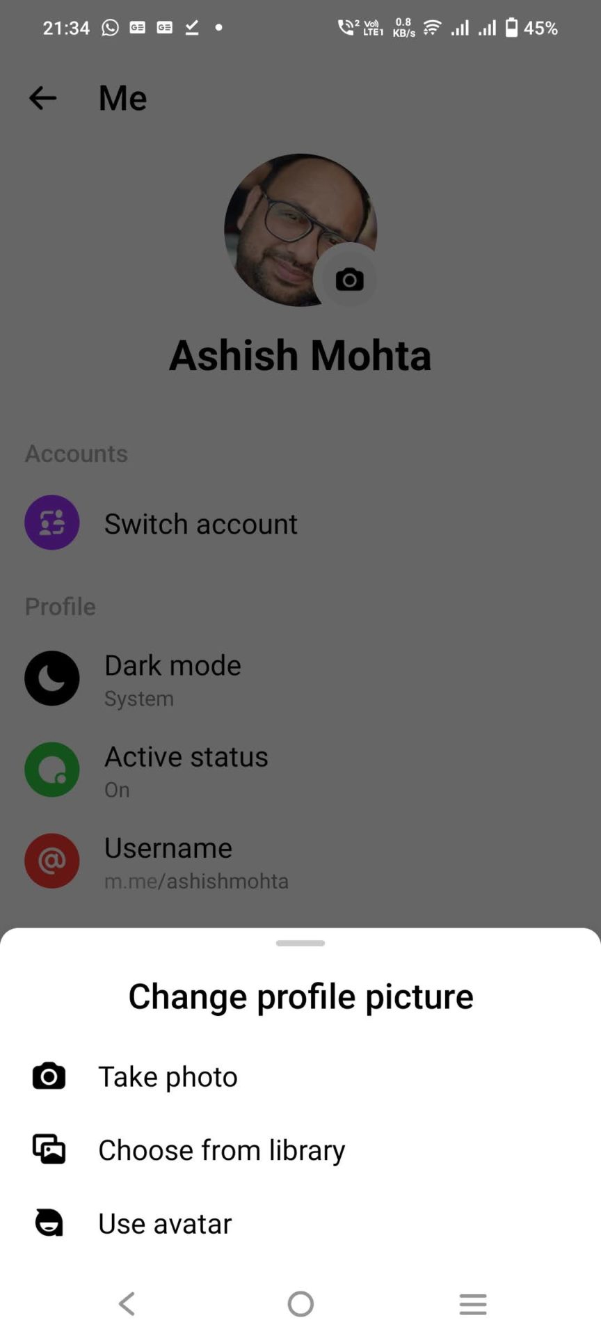 Use Avatar Menu Facebook Messenger