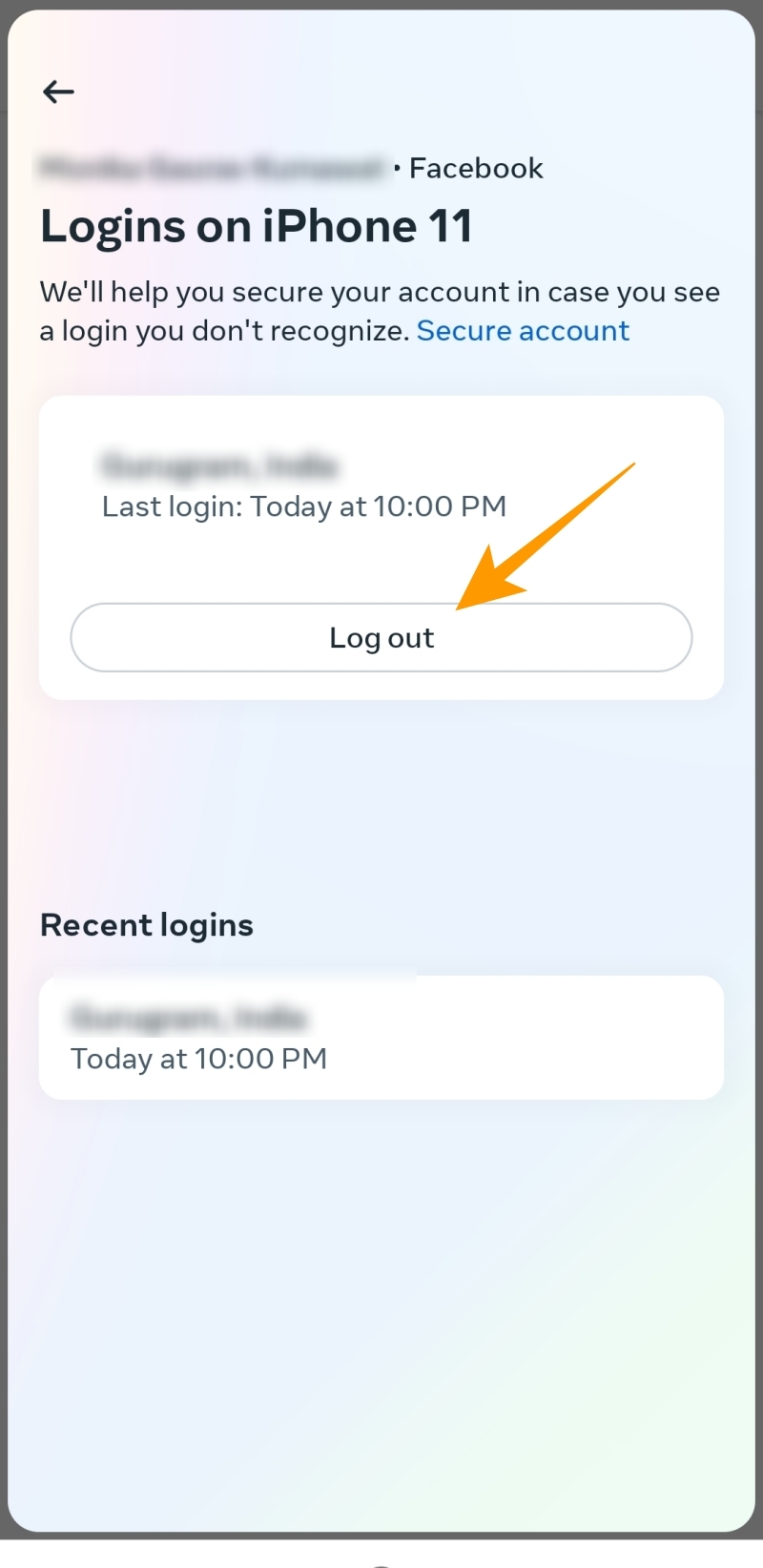 device log out button