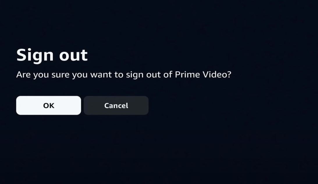 Amazon Prime Video OK button