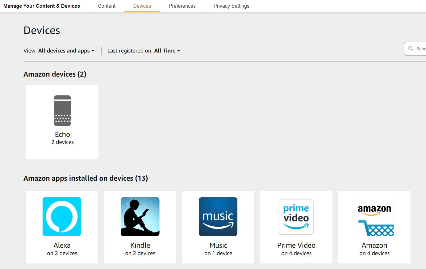 Amazon web Prime Video option