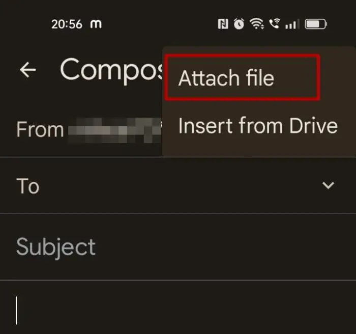 Attach File Menu Gmail App