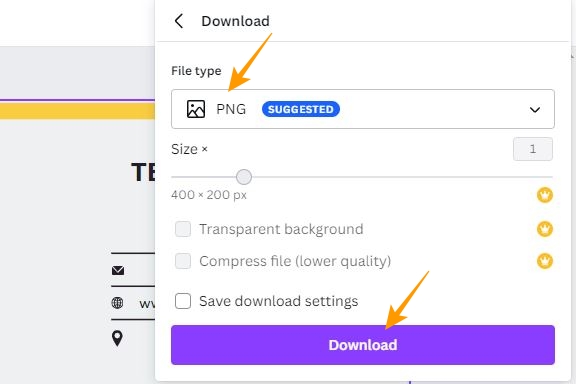 Canva download options