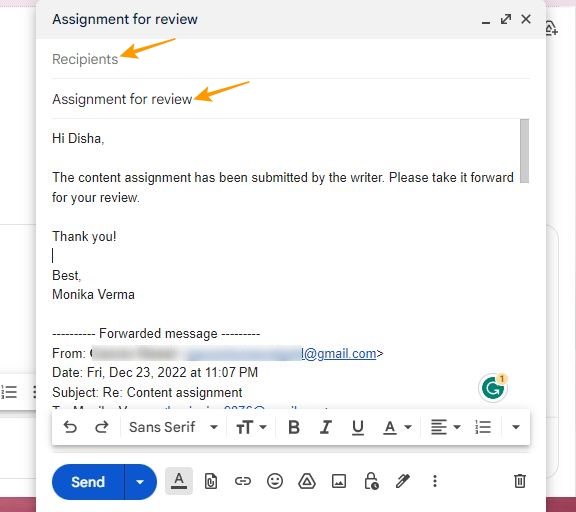 Changing subject for forwarding emails on Gmail