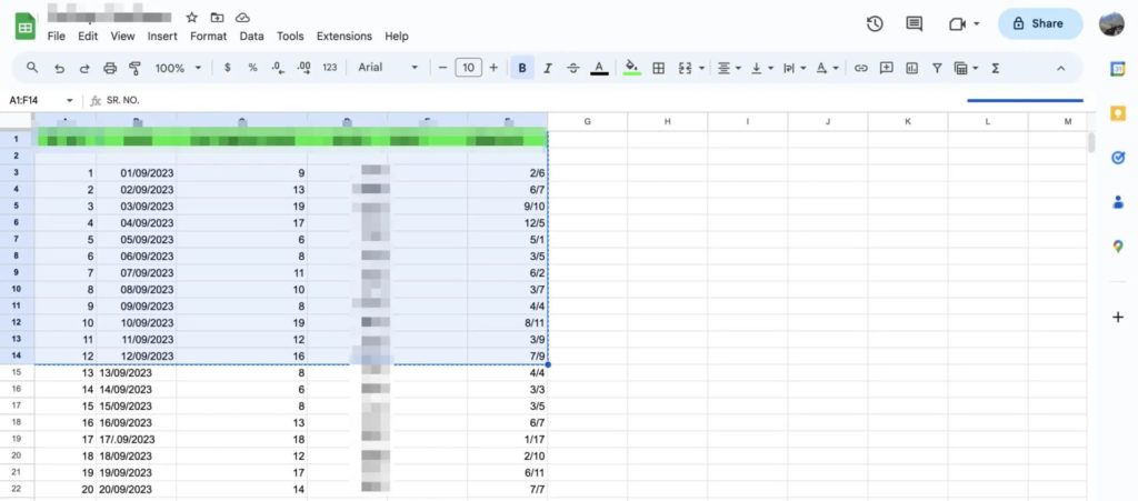 Copy Table from Google Sheet or Excel