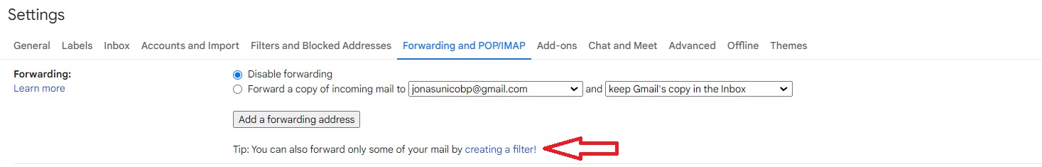 Create a filter Gmail