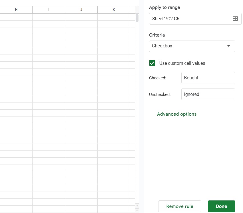 Custom Cell Values