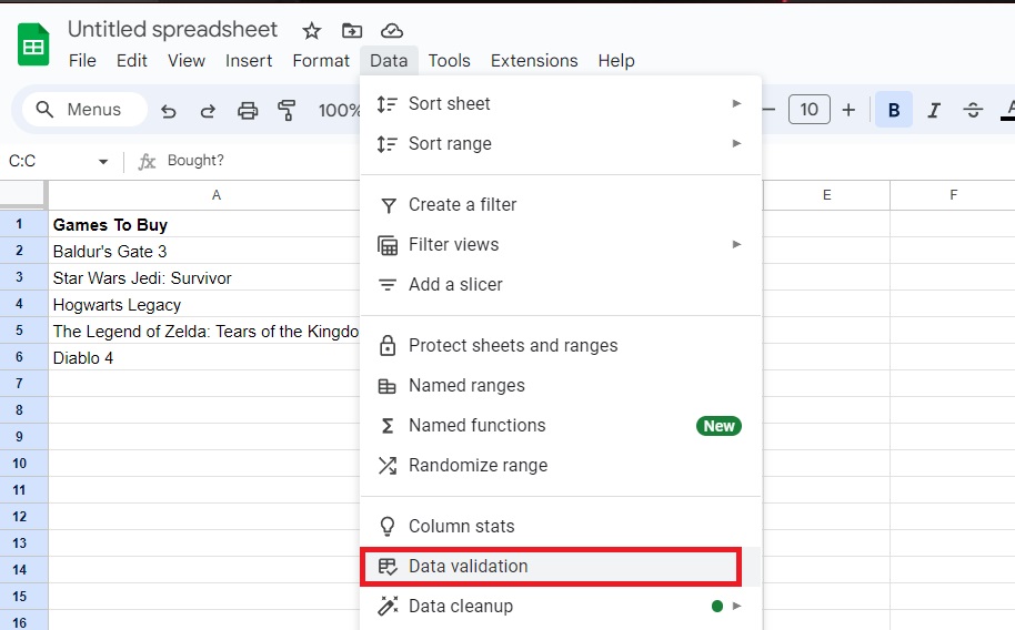 Data Validation Sheets