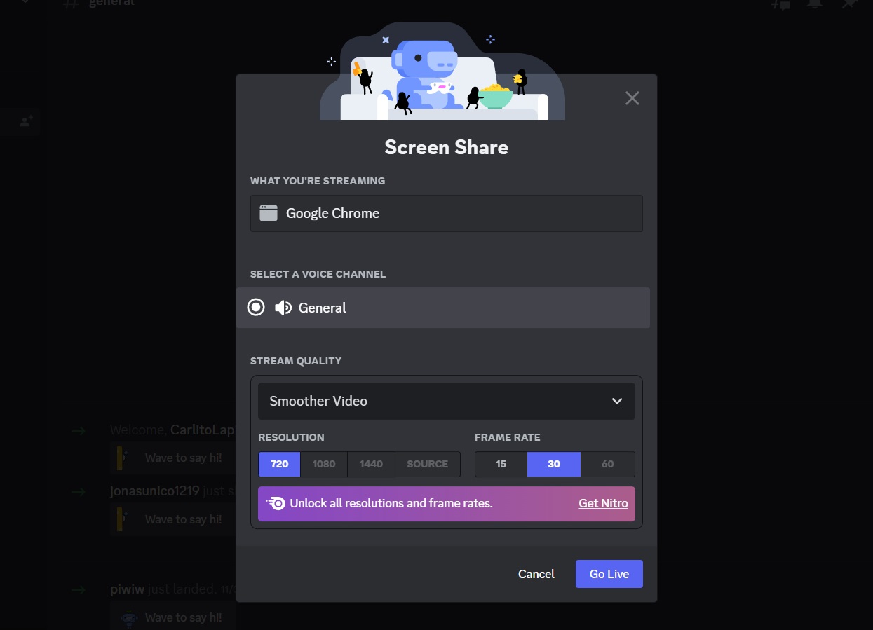 Discord Go Live