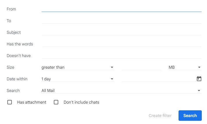 Gmail Create Filter