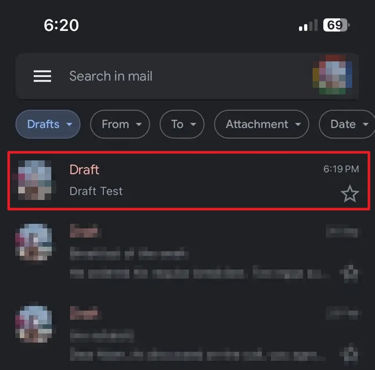 Gmail Draft Mobile Folder