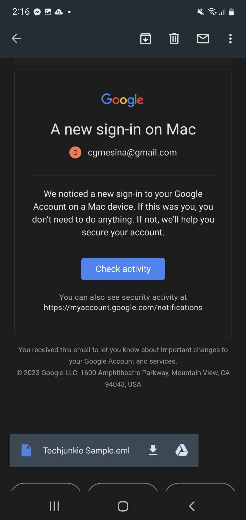 Gmail EML on Mobile
