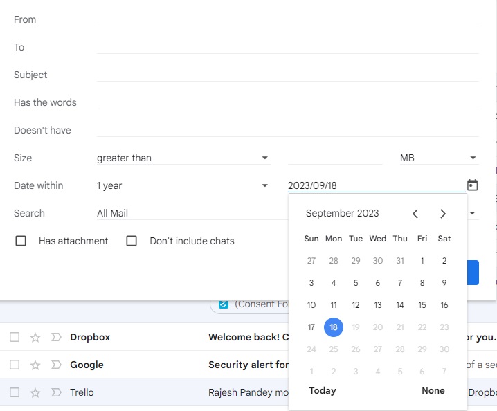 Gmail Filter Dates
