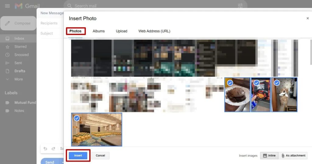Gmail Web Insert Pictures