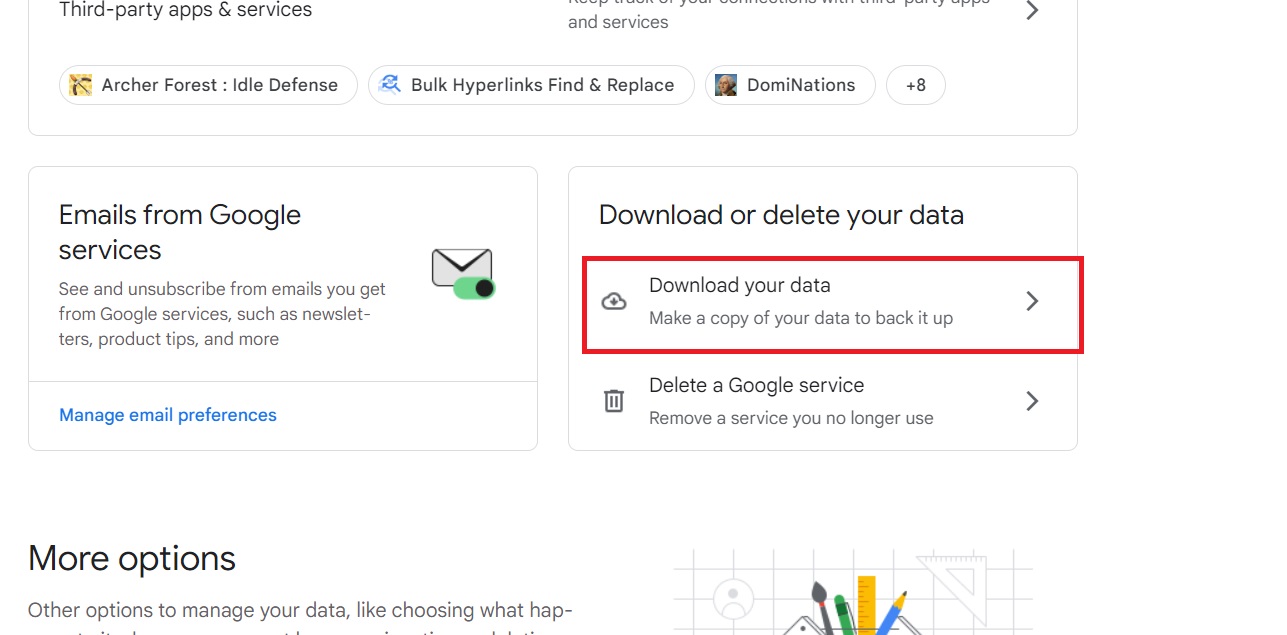 Google Account Download Data