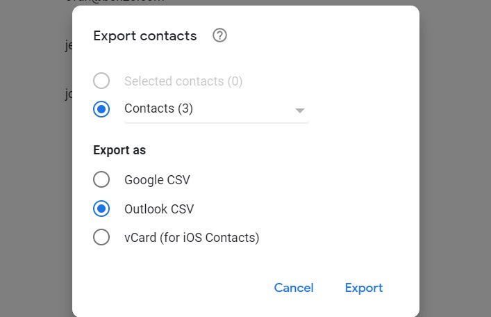 Google Contacts Export